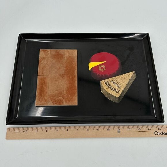 COUROC Serving Tray Cheeseboard "Cheese Import France" Wood Inlay & Board MCM - Picture 7 of 7